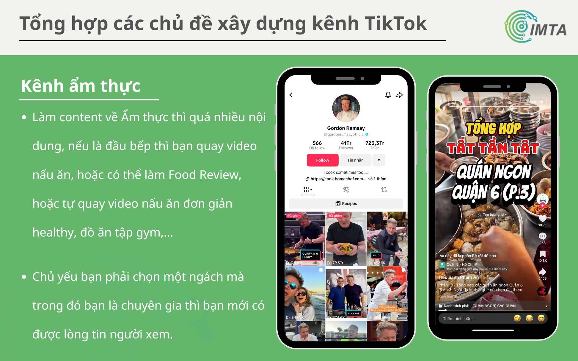 Làm kênh TikTok về ẩm thực/ food review