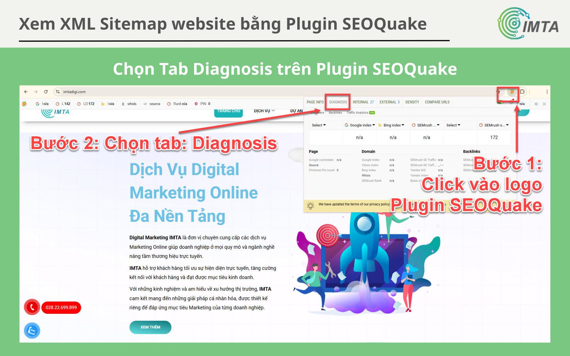  Chọn tab Diagnosis SEOQuake